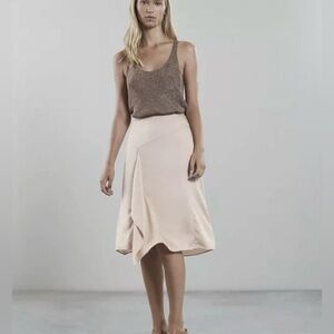 REISS Skirt Julia Drape Silk Ivory Size US 4